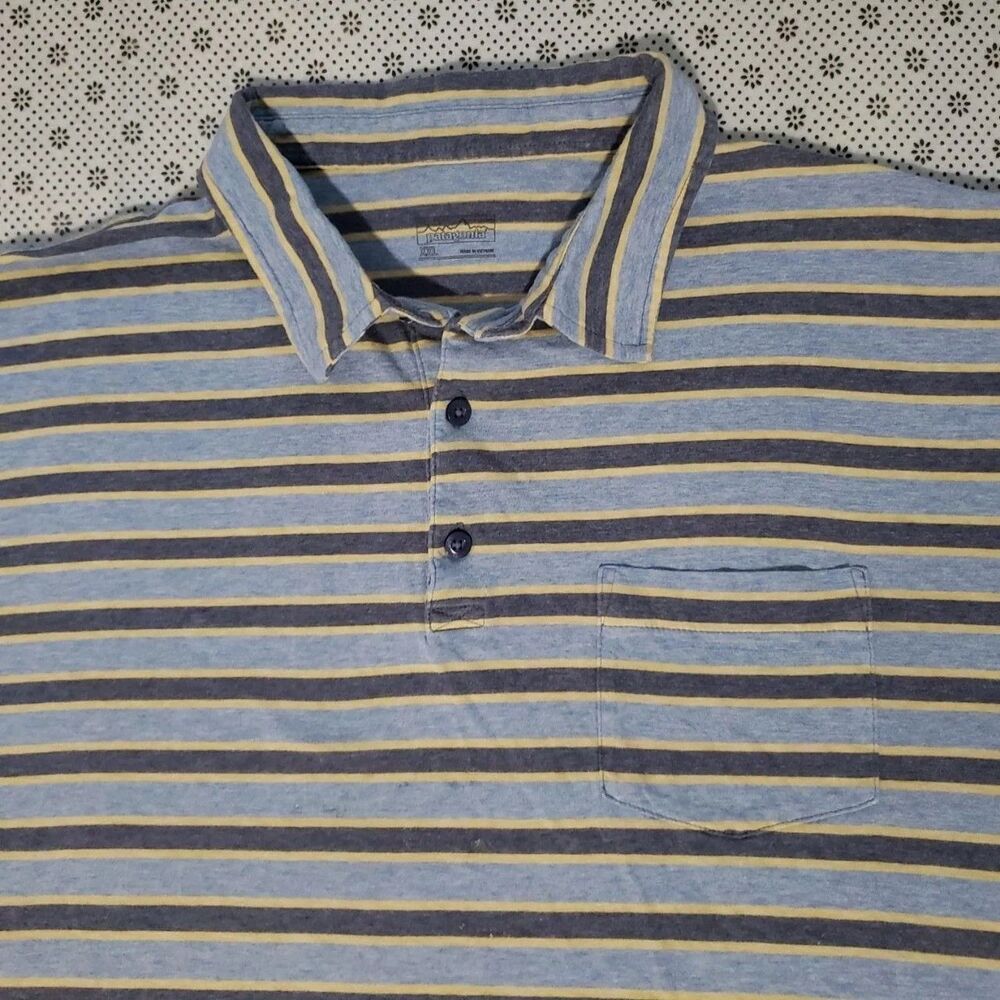 Patagonia Men's XXL Multi Striped Polo Shirt Short Sleeve with Chest Pocket